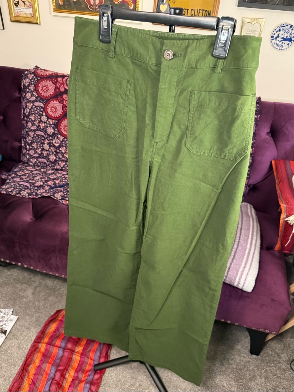 J. Crew Olive Green Wide-Leg Lizzie Pant Utility Chinos